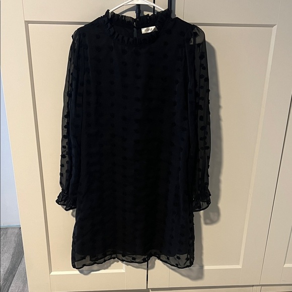 Chic Black Sheer Midi Dress - Picture 1 of 3